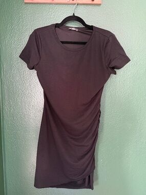 Black T-shirt Dress with Ruching